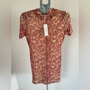 Urban Outfitters Red Animal Print Sheer Fabric Mini Dress